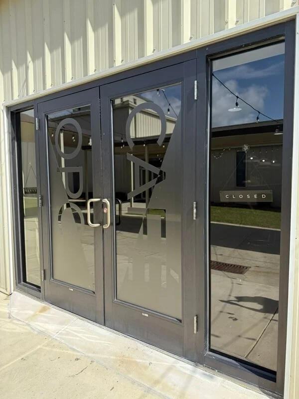 An image of the door graphics and signage.